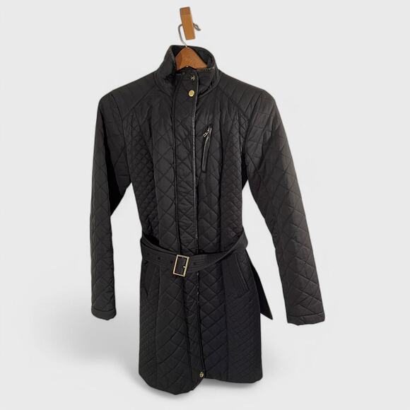 Cole Haan Jacket Quilted Black Belted Coat Women’s XS - Picture 5 of 7